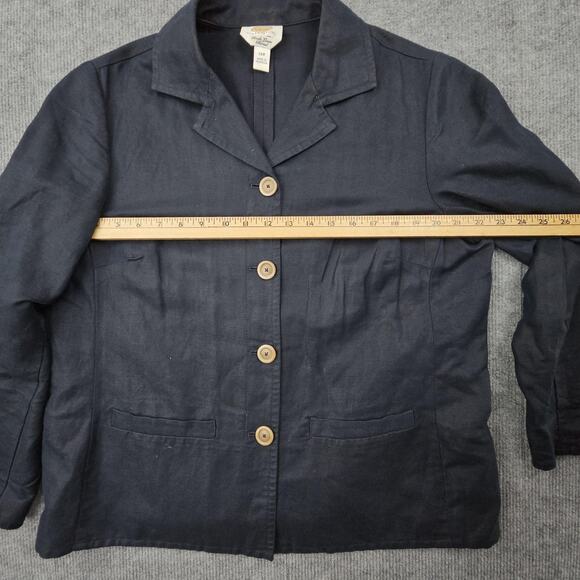 Talbots Blazer Womens 14W Petite Navy Blue Irish Linen Jacket Corpcore Classic - Picture 4 of 6